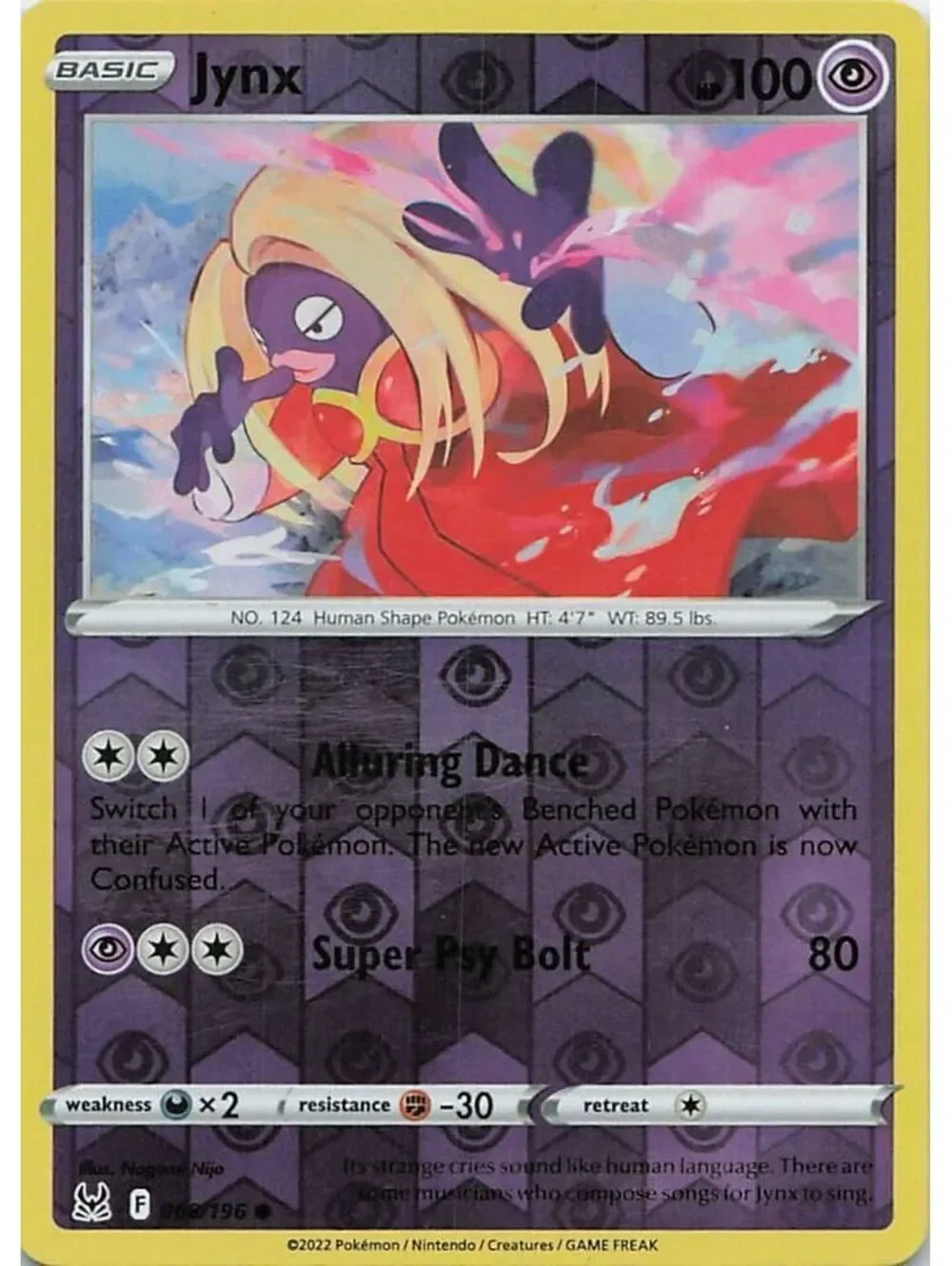 pokemon card jynx - ex 124/165 - Pokemon 151 - Double Rare Attack does 10 damage times the number of heads [1PP] Meditate (20+) Does 20 damage plus 10 more damage for each damage counter on defender. 151 PokeArtica AI Artwork Custom